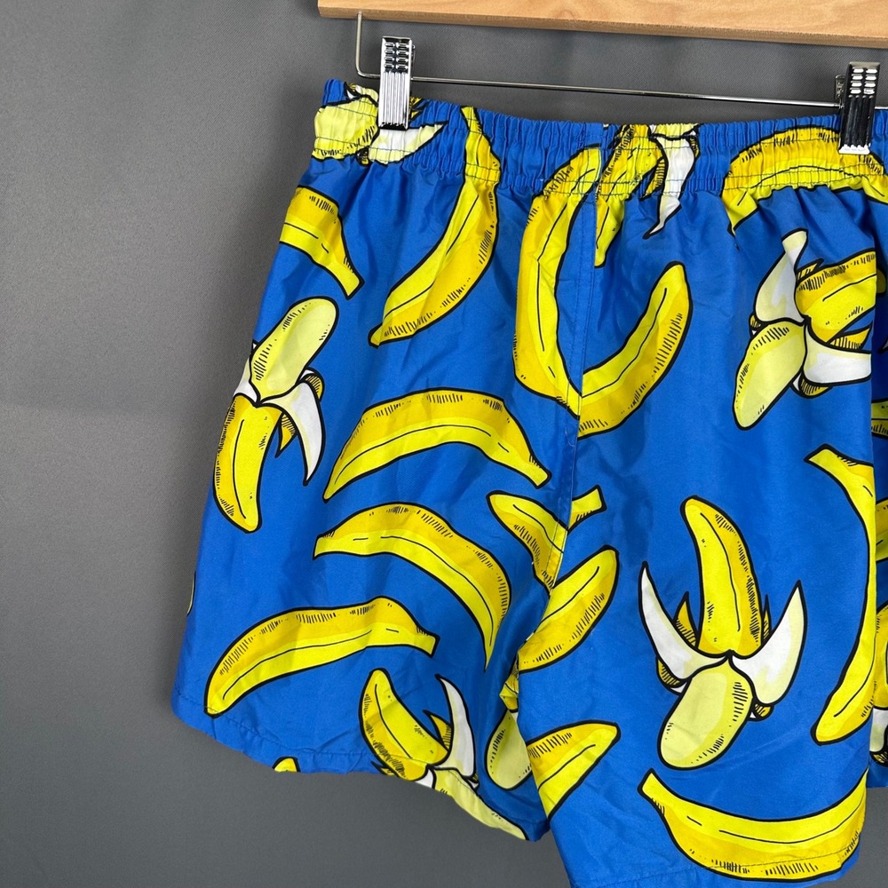 Uzzi Men Blue Banana Print Swim Trunks Mesh Lined Drawstring Board Shorts L - Picture 4 of 7